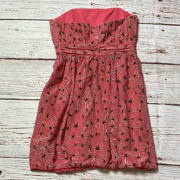 MILLY of New York Strapless Coral Print Bubble Hem Dress Sz 6 - Picture 8 of 14